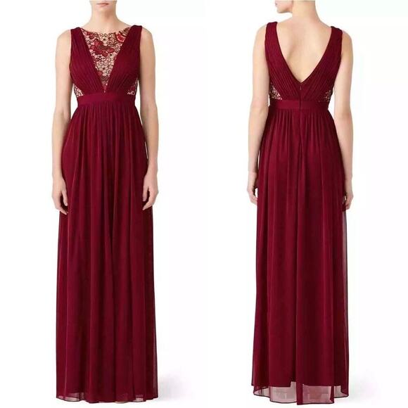 Adrianna Papell‎ Sequin Lace Sleeveless Tulle Gown, Black Cherry, 8 - Picture 1 of 15